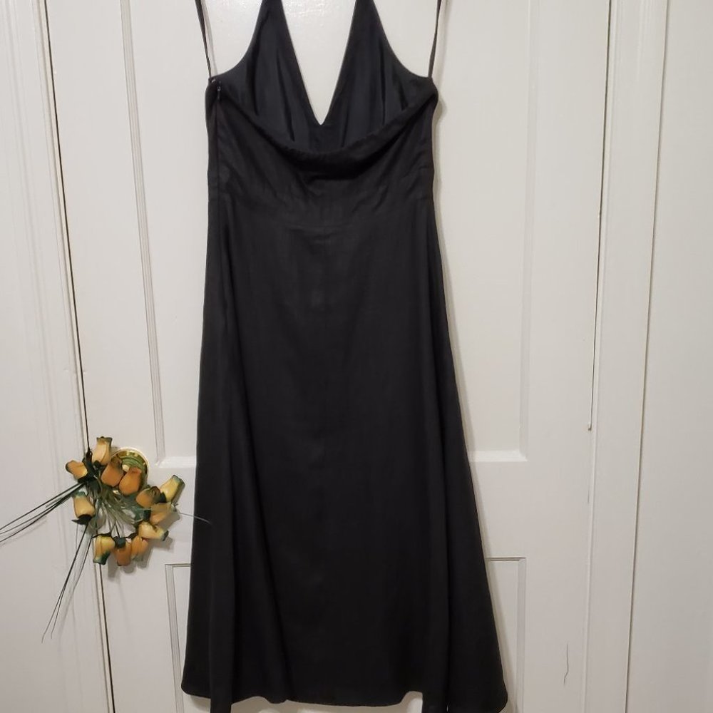 Becky & Max Black Linen Halter Dress women's size 4 - Picture 4 of 10